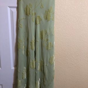 long flowing lime green skirt